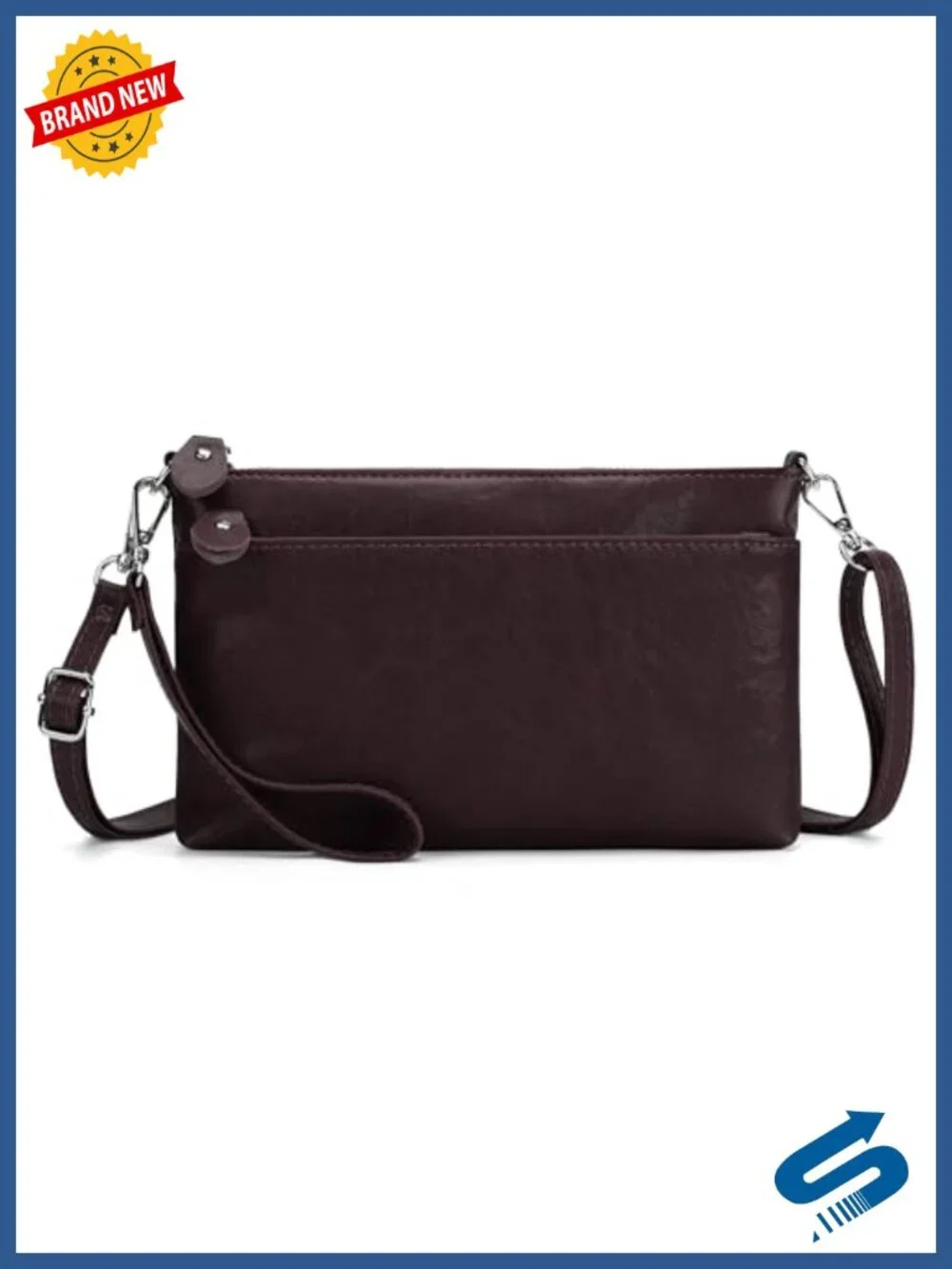Genuine Leather RFID Blocking Wristlet Clutch Crossbody Wallet with 2 Straps